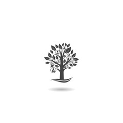 Family tree logo template with shadow
