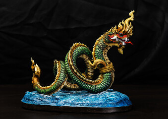 King of naga, naka  Thailand dragon or serpent king in the dark