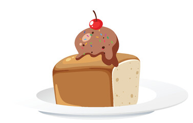 Chocolate ice cream on bread