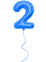 2 Blue Balloon Number