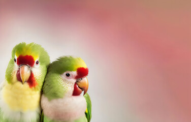 Fototapeta premium background or backdrop with two love birds created with generative ai