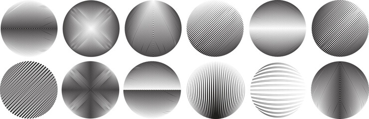 Set of spheres . Lines constructed transparent sphere .Vector  .Technology sphere Logo . Design element for posters, social media, templates, flyers, brochures . Abstract trendy transparent circles