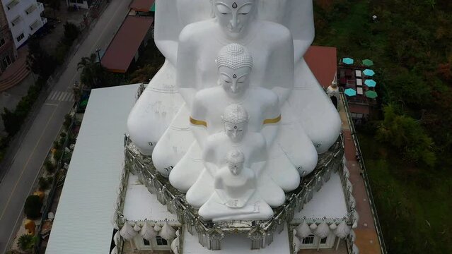Aerial view of Wat Phrathat Pha Sorn Kaew, white buddha temple in Phetchabun, Thailand