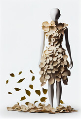 stylish mannequin with flowers and petals on podium, generated ai - obrazy, fototapety, plakaty