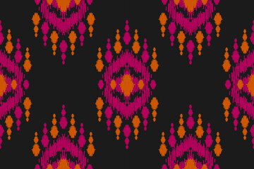 Ethnic ikat seamless pattern in tribal. American, Mexican style. Aztec geometric ornament print. Design for background, wallpaper, illustration, fabric, clothing, carpet, textile, batik, embroidery.