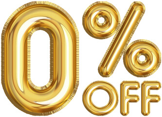 Golden balloon 0 Percent off Discount label