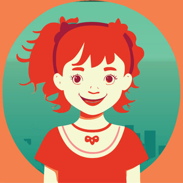 Red headed woman face. Vector illustration. minimalistic linear female portrait. girl face flat vector.