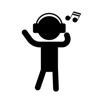 dancing figure wearing headphones listening music clip art preview