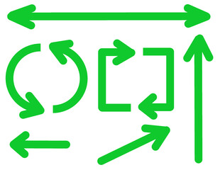 様々な形状太め矢印セット　緑