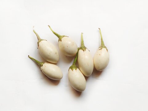White eggplants in isolated background.