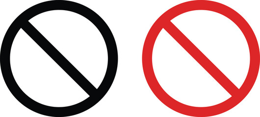 forbidden sign not allowed in red and black . ban icon symbol . stop entry sign . slash icon . prohibited mark - obrazy, fototapety, plakaty