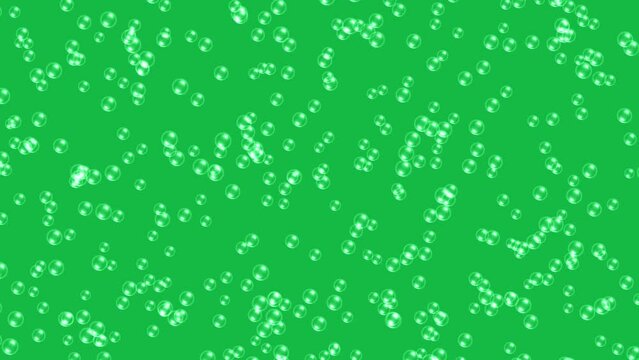 water bubbles on green screen motion graphic effect.