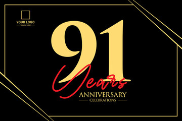 91th anniversary celebration logo design concept. Logo Vector Templates