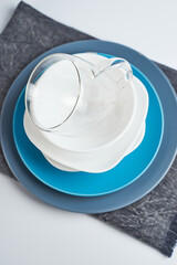 Clean plate on napkin. Dishwashing concept