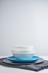 Clean plate on napkin. Dishwashing concept