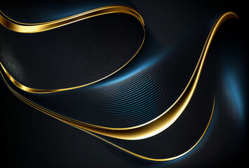 3D textures black background golden fine lines, thin, different textures lines in black and dark blue illuminated elegant