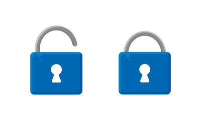 Locked and unlocked padlock icon sheet. security sign. Icon lock. Lock symbol. Locked and unlocked lock icon designed in flat cartoon style isolated on white background. Security symbol. Vector