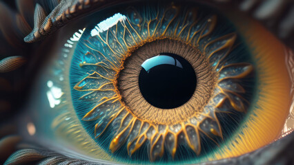 Fototapeta premium Macro shot of a dragon's eye. Generative AI.