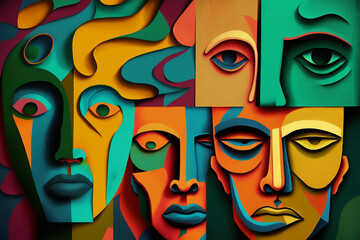 Abstract illustration concept of Schizophrenia, State of Mind, confusing identity, African concept art, ai generative 