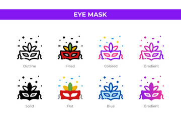 Eye mask icons in different style. Eye mask icons set. Holiday symbol. Different style icons set. Vector illustration