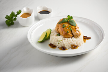 Heartwarming Chicken and Rice Meal on a Table