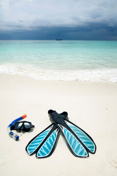 snorkeling equipment at the beach, Koh Lipe, Thailand