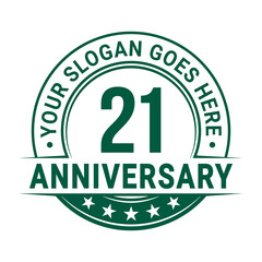 21 years anniversary logo design template. Vector illustration.