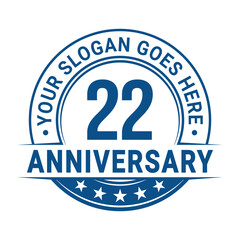 22 years anniversary logo design template. Vector illustration.