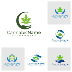 Set of Cannabis Care logo vector template. Creative Cannabis logo design concepts