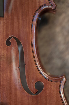 Close-up of violin at workshop