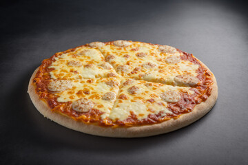 Crispy and Cheesy Pizza on a Wooden Board