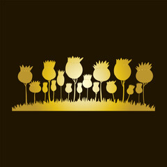 Golden collection, floral set.
Vector image. Printing on fabrics.