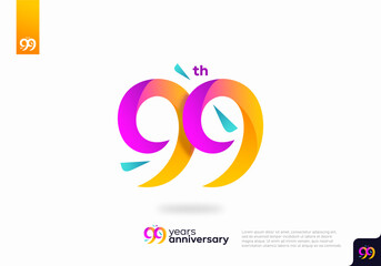Number 99 logo icon design, 99th birthday logo number, 99th anniversary. - obrazy, fototapety, plakaty