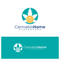 Brain Cannabis logo vector template. Creative Cannabis logo design concepts