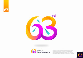 Fototapeta na wymiar Number 63 logo icon design, 63rd birthday logo number, 63rd anniversary.