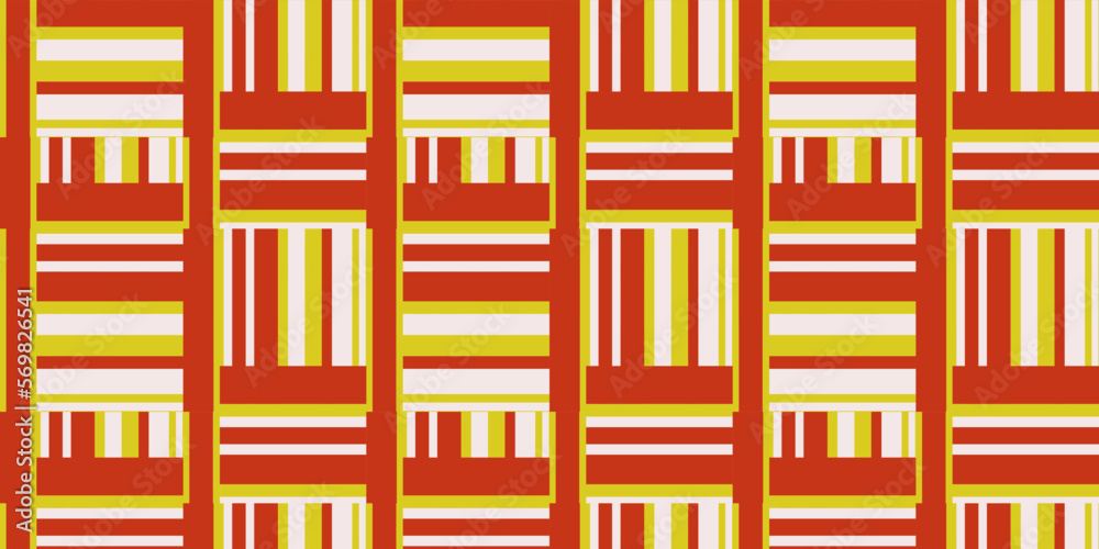 Poster orange-yellow geometric tile, alternating. vector print seamless, for design and pattern making.