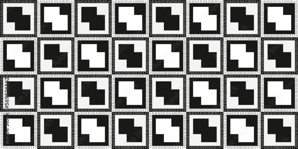 Poster Vector of a checkerboard pattern and casual rhombuses. Vector print seamless, for design and pattern making.