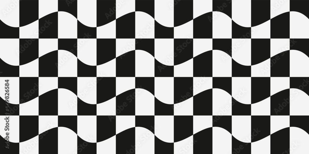 Aufkleber Checkered wavy seamless pattern. Vector print for surface application.