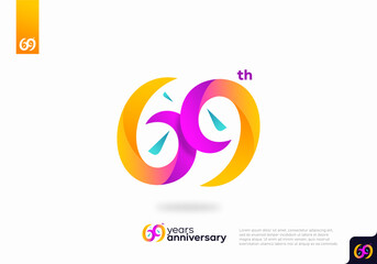 Fototapeta na wymiar Number 69 logo icon design, 69th birthday logo number, 69th anniversary.