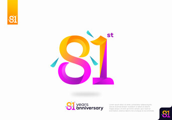 Number 81st logo icon design, 81st birthday logo number, 81st anniversary.