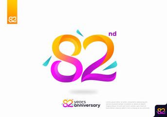 Number 82 logo icon design, 82nd birthday logo number, 82nd anniversary.