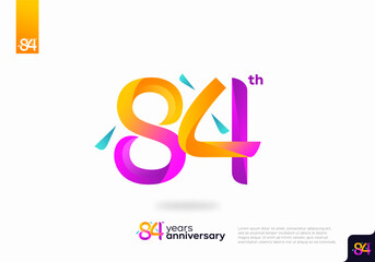 Number 84 logo icon design, 84th birthday logo number, 84th anniversary.