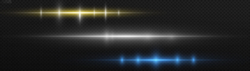 Set horizontal and vertical solar lines. Glowing stripes on a dark background. Light illustration.