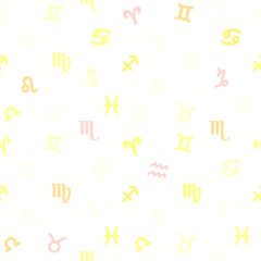 Background with signs of the zodiac. Astrology seamless pattern with zodiac signs