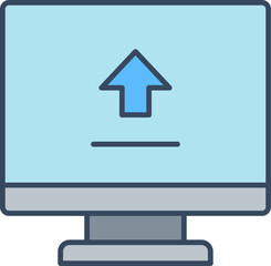 desktop computer and upload icon