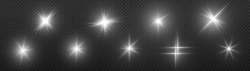 Fototapeta premium Glow light effect, Bright sun or star. Vector transparent sunlight. Special flash light effect. Sun or spotlight beams. Bright flash. Shine star.