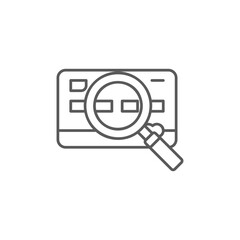 Credit card with magnifying glass, payment search, credit card and loupe lineal icon. Shopping, online banking, finance symbol design.