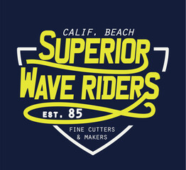 Naklejka premium surfing summer illustration beach and wave