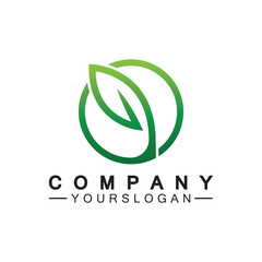 Simple leaf logo inside circle with minimal line art design style