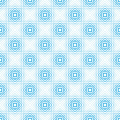 Blue decorative square on white seamless pattern